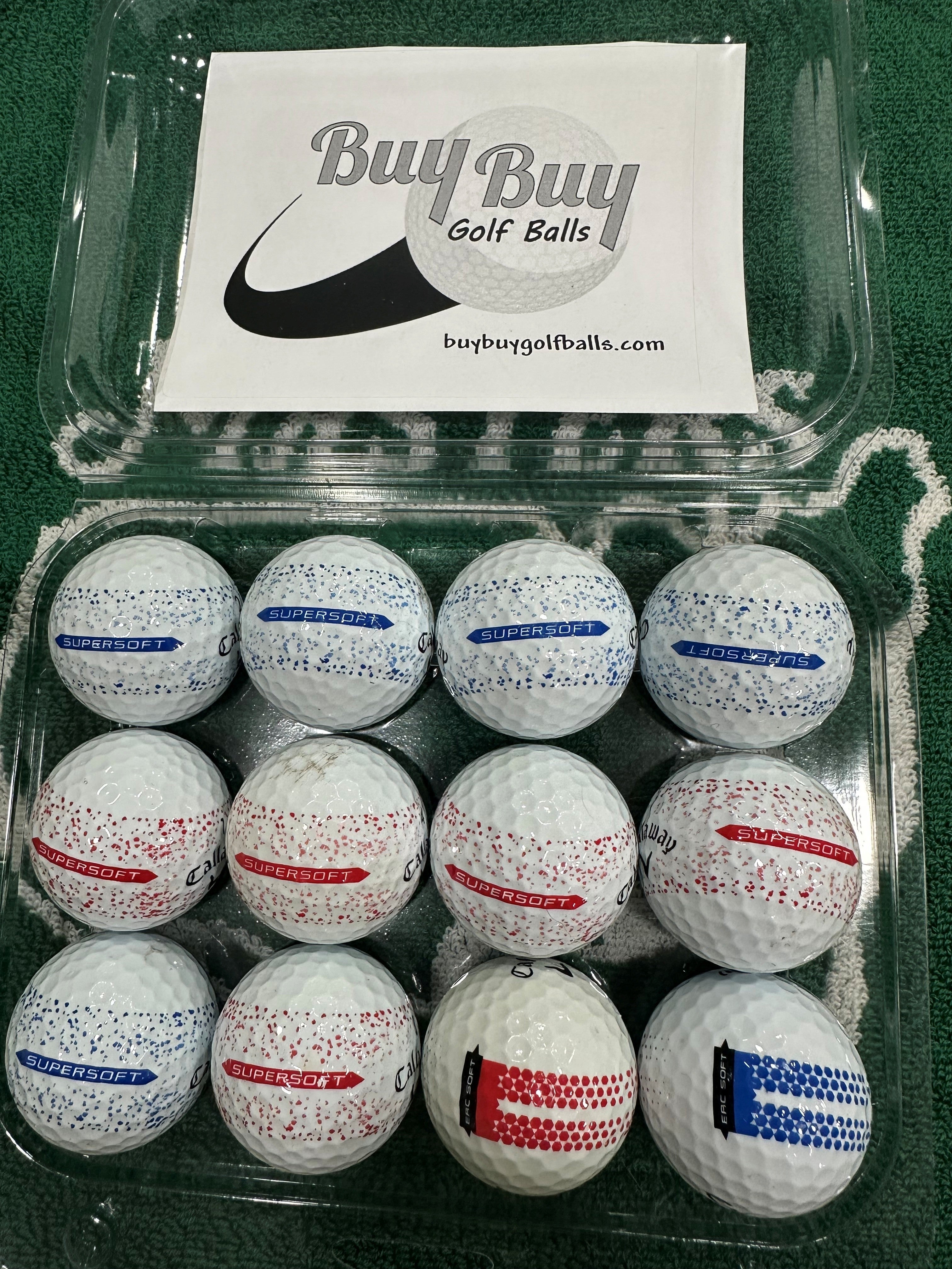 Callaway Supersoft or ERC Soft Red/Blue Splatter (Assorted) - 1 Dozen