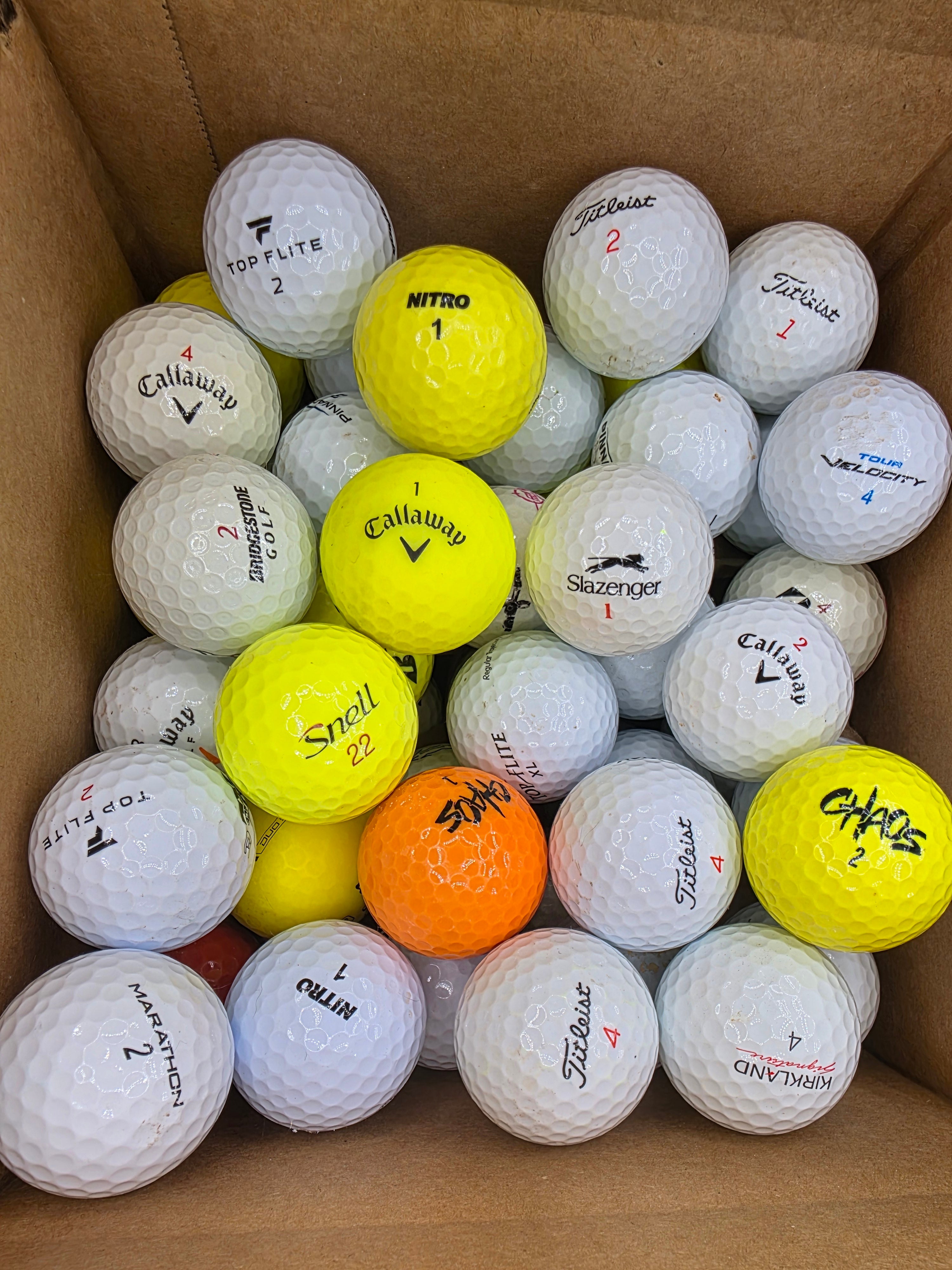 Mixed Pack of 50 Golf Balls - Featuring Callaway, Titleist, and more!